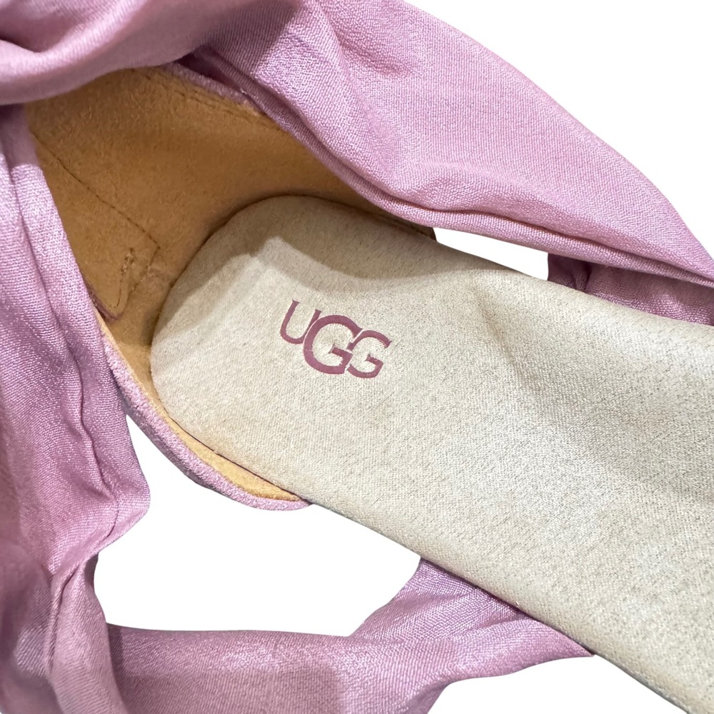 UGG Trina Espadrille Wedge Sandals Womens 7.5 Pink Dawn Suede Lace Up 1099693 - Picture 11 of 13